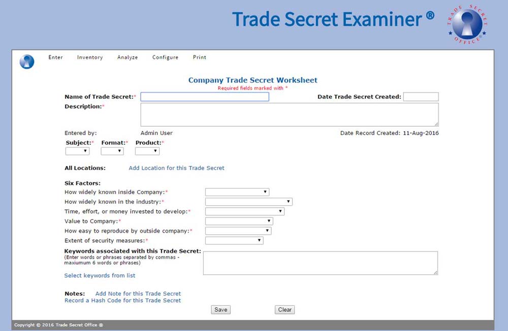 Trade Secret Examiner